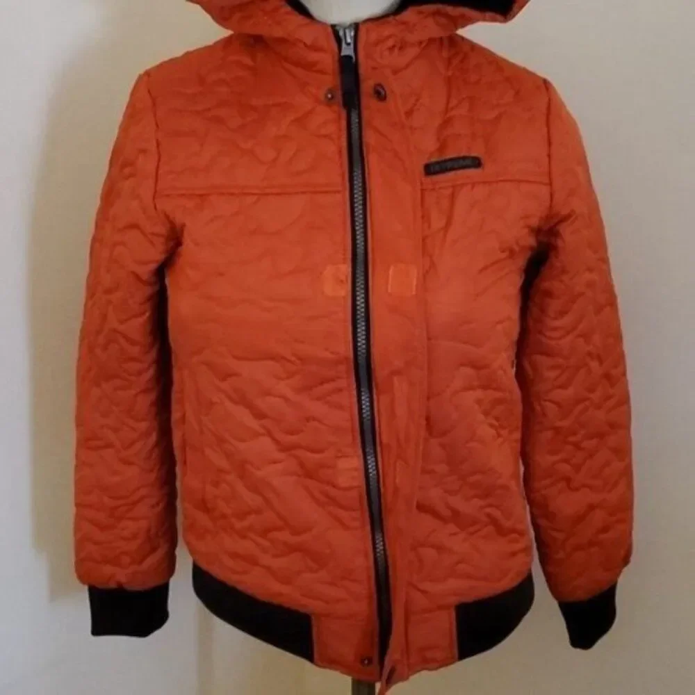 iXtreme Youth Jacket Coat Winter Orange Wavy Quilted Zip Up BOYS Size 10 / 12